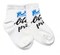 Ponožky dětské bavlna - LITTLE PRINCE bílé s modrou 
