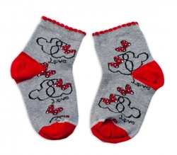 Baby Nellys Bavlněné ponožky Minnie Love - šedé