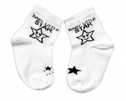 Baby Nellys Bavlněné ponožky Baby Little Star - bílé, vel. 122/128