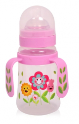 Lahev kojenecká se širokým hrdlem a úchyty LORELLI - PINK FLOWER - 250ml