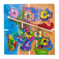 Tulimi  Dřevěné zábavné puzzle, na chytání a vkládaní - rybičky