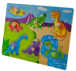 Tulimi Dřevěné zábavné puzzle vkládací - Dinosauři
