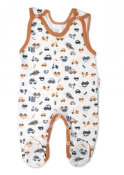 Baby Nellys  2-dílná sada, bavlněné dupačky s košilkou Car, smetanové