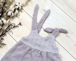 Baby Nellys Letní lehoučké mušelínové šaty Summer - šedé