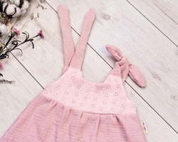 Baby Nellys Letní lehoučké mušelínové šaty Summer - pudrová, meruňková, vel. 68/74