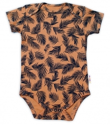 Baby Nellys Bavlněné body krátký rukáv, Palmy - medové