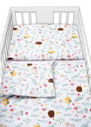 Baby Nellys 3-dílná sada Mantinel s povlečením - Kamarádi louky, bílá