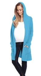 Be MaaMaa Těhotenský kardigan s kapucí, modrý