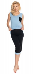 Be MaaMaa Těhotenské, kojící pyžamo 3/4 - modré, černé, vel. L/XL