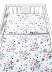 Baby Nellys 3-dílná sada Mantinel s povlečením - Růžičky, bílé