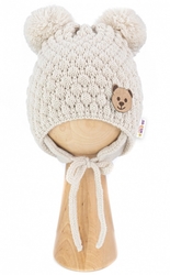 Čepice zimní pletená - TEDDY BEAR smetanová 