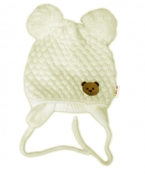 Čepice zimní pletená - TEDDY BEAR smetanová 