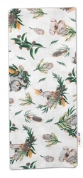 Plena bavlna potisk TETRA PREMIUM - KOALA A ROSTLINY na bílém - 70x80cm