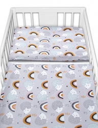 Baby Nellys 3-dílná sada Mantinel s povlečením - Ježek a duha, šedé