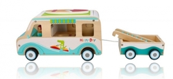 Dřevěnný autokaravan s přívěsem a příslušenstvím, Adam Toys