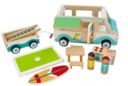 Dřevěnný autokaravan s přívěsem a příslušenstvím, Adam Toys