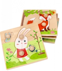 Adam Toys Dřevěné zábavné vkládací puzzle 4 roční období
