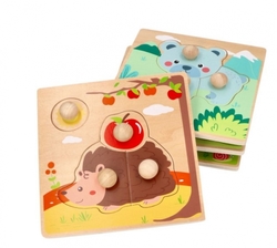 Adam Toys Dřevěné zábavné vkládací puzzle 4 roční období