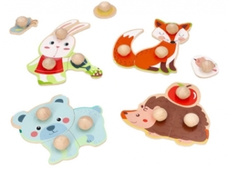 Adam Toys Dřevěné zábavné vkládací puzzle 4 roční období