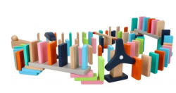 Dřevěné aktivní barevné domino, 128 ks, Adam Toys