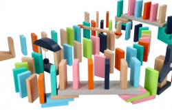 Dřevěné aktivní barevné domino, 128 ks, Adam Toys