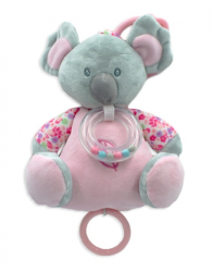 Závěsná plyšová hračka s chrastítkem Koala 18 cm - šedá/růžová