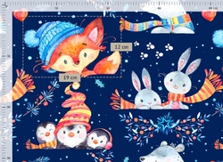 Baby Nellys Rukávník ke kočárku PREMIUM Winter friends, granátový