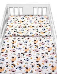 Baby Nellys 3-dílná sada, mantinel s povlečením  Ptáčci a Vážky - bílá