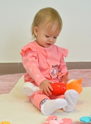Baby Nellys Bavlněný kojenecký overal bez šlapek Sweet Girl, losos, meruňka