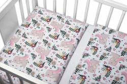 Baby Nellys 2-dílné bavlněné povlečení Králíček na louce - růžová, bílá 