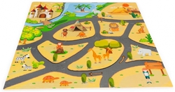 ECO TOYS Dětské pěnové puzzle 93,5x93,5cm, hrací deka, podložka na zem Safari, 9 dílů