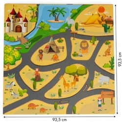 ECO TOYS Dětské pěnové puzzle 93,5x93,5cm, hrací deka, podložka na zem Safari, 9 dílů