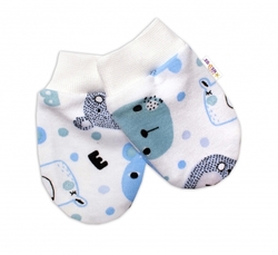 Rukavice kojenecké bavlna - NEW TEDDY s modrou - vel.0-4měs. 