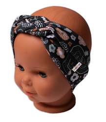 Baby Nellys Hand Made Dvouvrstvá proplétaná čelenka Palouček, grafit