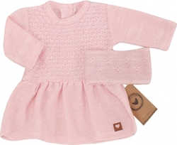 Z&amp;Z 2-dílná soupravička pletené šaty s čelenkou - růžové
