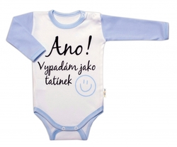 Body dlouhý rukáv s vtipným textem Baby Nellys, Ano! Vypadám jako tatínek, kluk