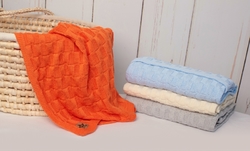 Baby Nellys Luxusní bavlněná pletená deka, dečka CUBE, 80 x 100 cm - orange