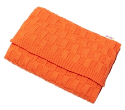Baby Nellys Luxusní bavlněná pletená deka, dečka CUBE, 80 x 100 cm - orange