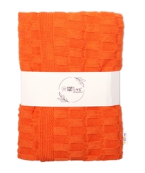 Baby Nellys Luxusní bavlněná pletená deka, dečka CUBE, 80 x 100 cm - orange