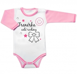 Body dlouhý rukáv s vtipným textem Baby Nellys, Trenérka celé rodiny
