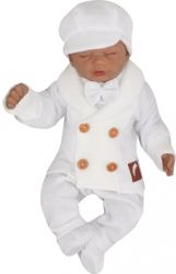 Z&Z Pletený elegantní svetřík s knoflíčky Boy, bílý