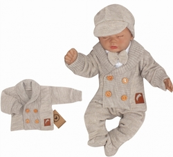 Z&amp;Z Pletený elegantní svetřík s knoflíčky Boy, béžový
