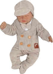 Z&amp;Z Pletený elegantní svetřík s knoflíčky Boy, béžový
