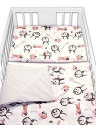 Baby Nellys 3-dílná sada Mantinel s povlečením - Tučňáci, bílá/šedá