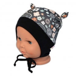 Baby Nellys Kojenecká čepička uzlíček na zavazování - Palouček, grafit