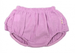 Baby Nellys 3-dílná mušelínová soupravička, body, kraťasky + čelenka GIRL, lila