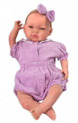 Baby Nellys 3-dílná mušelínová soupravička, body, kraťasky + čelenka GIRL, lila
