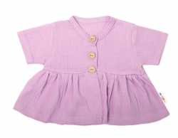 Baby Nellys 3-dílná mušelínová soupravička, tunika/halenka, kraťasky, čelenka, lila