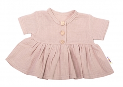 Baby Nellys 3-dílná mušelínová soupravička, tunika/halenka, kraťasky, čelenka, béžová