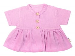 Baby Nellys 3-dílná mušelínová soupravička, tunika/halenka, kraťasky, čelenka, růžová